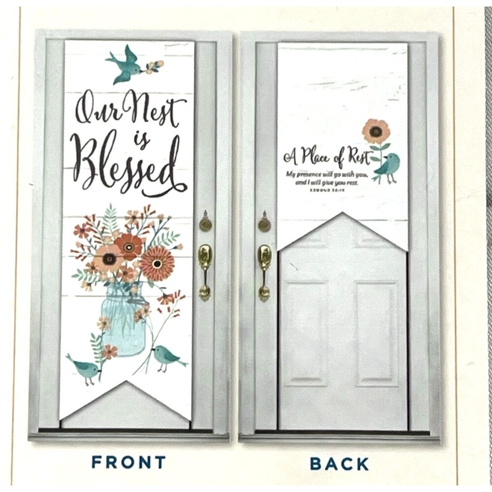 Dayspring Our Nest Is Blessed Door Greeting 2' x 10' Front and Back